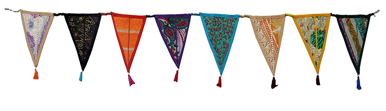 Christmas decoration bunting banner sari fabric